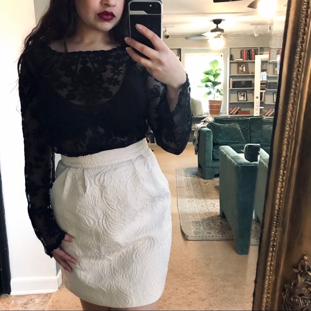 H&M Paisley pattern high waist beige skirt